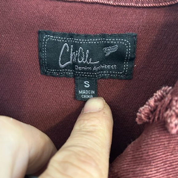 Chiqle Architect | Burgundy Denim Fabric |Size Small - Picture 3 of 7